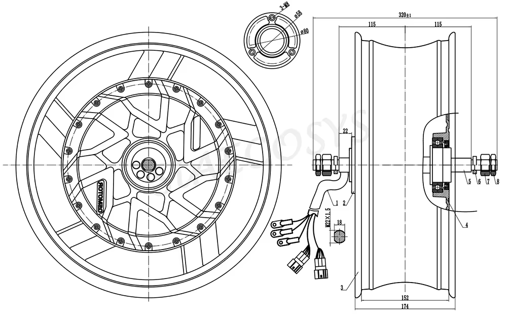 12000W Electric Motorcycle Hub Motor - QSMotor 17X6.0 inci 70H 12000W V4